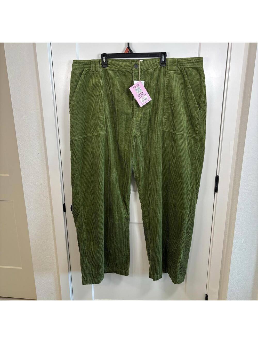 NWT Lucy And Yak Delores Organic Corduroy Jeans Pesto Green Womens Plus Size 48R